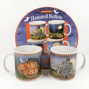 Two Vintage Halloween Mugs with Box David Carter Brown Haunted Hollow Sakura
